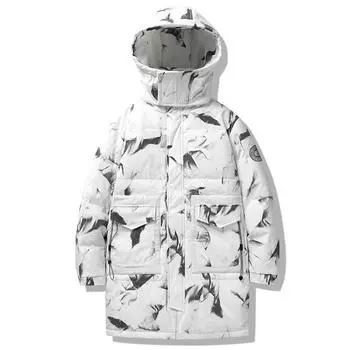 Пуховик мужской зимний тренд с капюшоном универсальная куртка парное зимнее утолщенное теплое пальто M белый