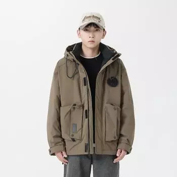 Пуховик мужской зимний трендовый силуэт утолщенный капюшон белый утиный пух термокуртка M чёрный