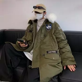 Пуховик мужской зимний утепленный пуховик длинный, средний и длинный куртка для работы на открытом воздухе куртка Submachine XXXL чёрный