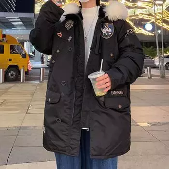 Пуховик мужской зимний утепленный пуховик длинный, средний и длинный куртка для работы на открытом воздухе куртка Submachine XXXL чёрный