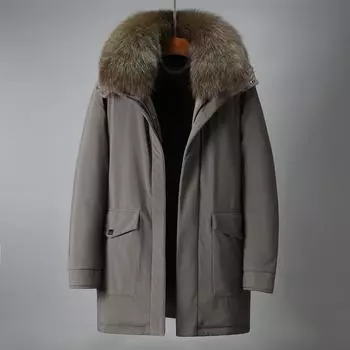 Пуховик мужской зимняя мужская средней длины для папы Повседневная утепленная теплая и морозостойкая одежда Универсальная модная куртка M