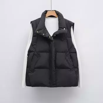 Пуховик новый национальный стандарт 90 пух осень и зима новый женский пуховый жилет без рукавов жилет корейский свободный пальто M чёрный
