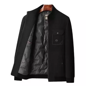 Пуховик осень и зима новый мужской утепленный шенел средний возраст утепленная куртка папа мужская теплая куртка M чёрный