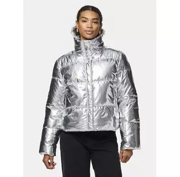 Пуховик Pieces Namie 17151539 серебристый Regular Fit XS
