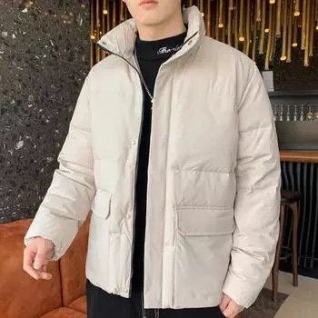 Пуховик повседневный 90-х годов белый утиный пуховик мужской молодежный зимний гонконгский трендовый бренд теплая и холодная куртка с воротником-стойкой мужская одежда M