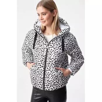 Пуховик с капюшоном и рисунком зебры