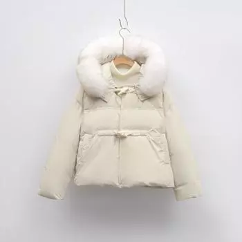 Пуховик с капюшоном, утолщенный лисьий мех, пуховик женский, большой меховой воротник, зимняя мода, холодно и тепло S розовый