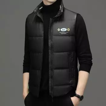 Пуховик с воротником-стойкой, жилет, мужской осенне-зимний новый модный жилет без рукавов с хлопковой подкладкой, жилет, кардиган для мужчин L
