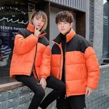 Пуховик соответствующего цвета, мужской пуховик, женская зимняя толстая теплая куртка, стеганое пальто на белом утином пуху 3XL оранжевый