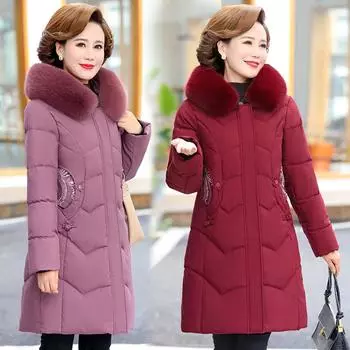 Пуховик средней длины для женщин среднего и пожилого возраста, для пожилых людей и бабушек, зимнее новое утолщенное и теплое зимнее пальто для мам L