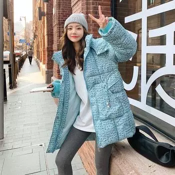 Пуховик средней длины, новинка 2023 года, зимняя мода, теплое свободное и толстое пальто, модное женское пальто с капюшоном M