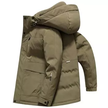 Пуховик средней длины с капюшоном для мужчин, осень и зима, новый теплый повседневный рабочий пуховик L