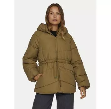 Пуховик Vila Bumble 14098374 коричневый Loose Fit EU 36