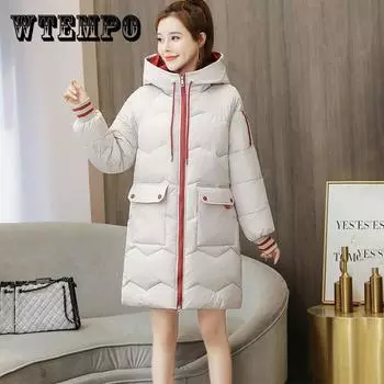 Пуховик Женская зимняя одежда Корейская свободная куртка с хлопковой подкладкой Толстое стеганое пальто с капюшоном Стеганая куртка XXXL чёрный