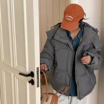 Пуховик Женская зимняя одежда Свободная куртка 2023 Новая зимняя утолщенная куртка S серый