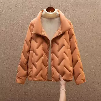 Пуховик женский 2024 новый 90% белый утиный пух модный свободный короткий маленький зимний пальто прилив S красный