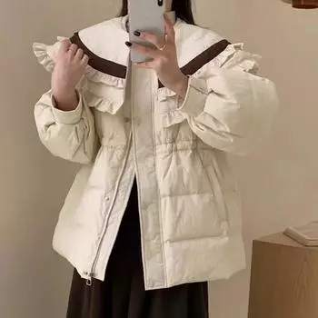 Пуховик женский 2024 новый средний и длинный с тонкой талией утолщенный нишевый дизайн зимнее пальто S 90-60 kg розовый