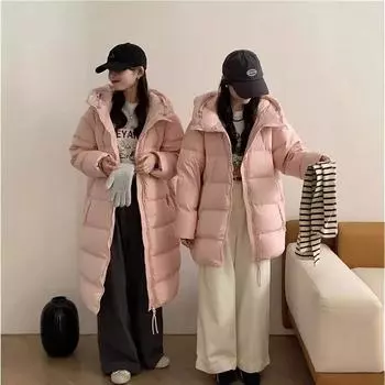 Пуховик женский 2024 новый зимний длинный высококачественный модный корейский вариант маленькая свободная теплая куртка прилив S 90-62.5kg