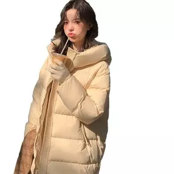 Пуховик женский 2024 новый зимний средний и длинный высококачественный модный маленький свободный теплый пиджак прилив S 90-62.5kg or so