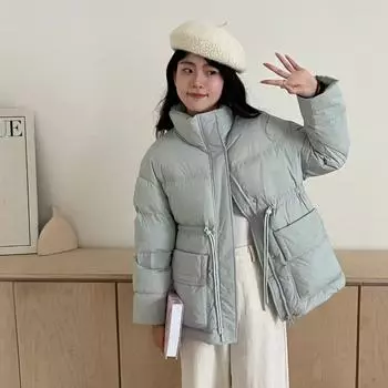 Пуховик женский 2024 новый зимний свободный маленький короткий белый утиный пух женское пальто average size 90-75kg