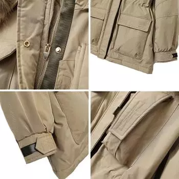 Пуховик женский 2024 осень и зима новый средний и длинный большой меховой воротник инструментальный пирог для преодоления S хаки