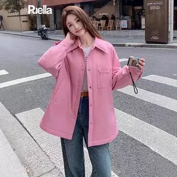 Пуховик женский 2024 осень-зима новый дизайн свободный повседневный пуховик теплый универсальный топ куртка женский S розовый