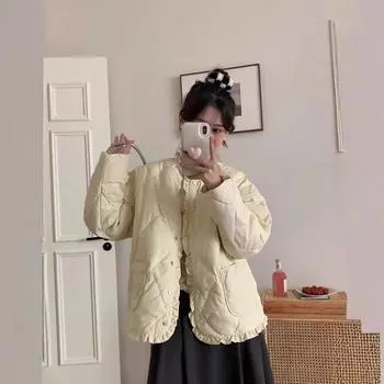 Пуховик женский 2024 зима новый дизайн sense короткий уменьшающий возраст сладкий маленький свободный теплый жакет S