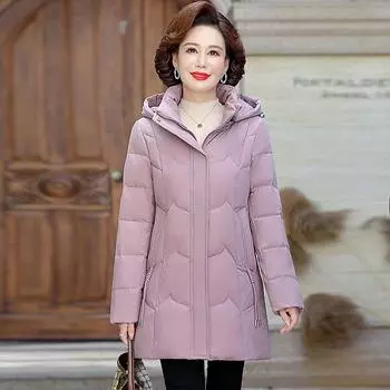 Пуховик женский белый утиный пух новый стиль зимнее пальто для мамы среднего и пожилого возраста свободный стиль пуховик XL