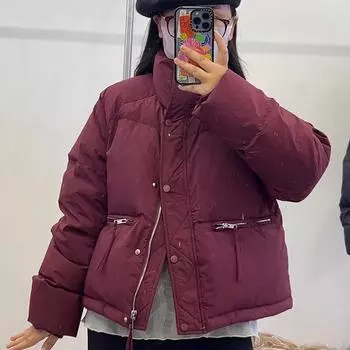 Пуховик женский белый утиный пух утолщенный теплый маленький иностранный стиль куртка S size 90-60kg