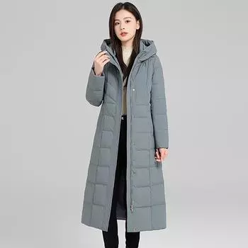 Пуховик женский длинный до колена тонкий и тонкий среднего возраста мама зимняя одежда новый темперамент модное женское пальто M [Recommended within 52.5 kg]