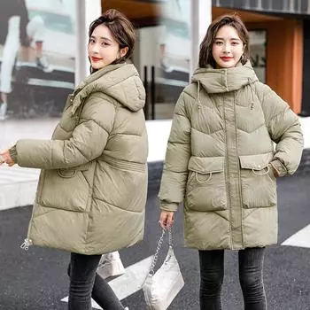 Пуховик женский Ins Зимняя куртка Женская новинка 2023 года Куртка Женский костюм средней длины для хлеба M чёрный