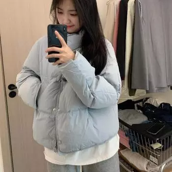 Пуховик женский короткая куртка голубого цвета 2024 года новый маленький белый утиный пуховый жакет зимнее пальто S 90-60 kg хаки