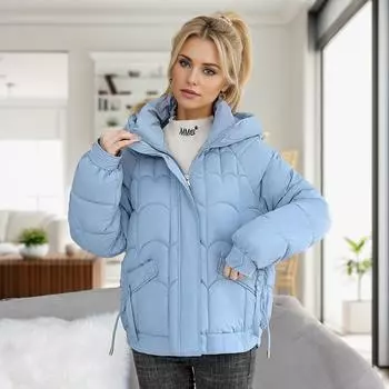 Пуховик женский короткая зимняя корейская версия стеганая куртка утолщенная маленькая стеганая куртка тонкая женская одежда M хаки