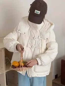 Пуховик женский короткий куртка-хлеб осень и зима новый модный свободный маленький зимний с капюшоном прилив S recommends within 60kg трава зеленый