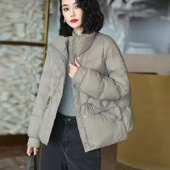 Пуховик женский короткий зимний женский пуховик модная куртка плюс воротник стойка M