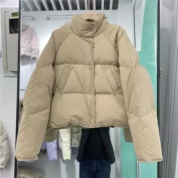 Пуховик женский новый корейский вариант куртка молочно-синяя короткая куртка S