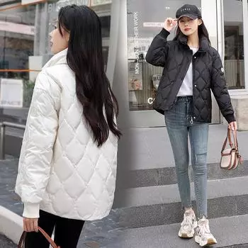 Пуховик женский новый зимний белый утиный пух женский корейская версия свободный темперамент тренд легкая и универсальная куртка оптом M (80-50 kg) белый