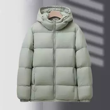 Пуховик женский осенне-зимний новый с капюшоном ветрозащитный замок теплый пригородный простой куртка для хлеба универсальная утолщенная теплая куртка S recommends 80-50kg чёрный