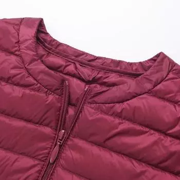 Пуховик женский средней и длинной длины корейской версии с круглым вырезом внутри, осенне-зимний новый легкий и тонкий женский пуховик прилив M хаки