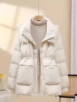 Пуховик женский средней и длинной модели, новая мода талия свободная утолщенная теплая маленькая зимняя приливная S recommends within 62.5kg