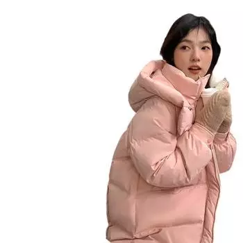 Пуховик женский средний и длинный 2024 маленький с капюшоном утолщенный модный высококачественный иностранный стиль зима продвинутый чувство прилива S 80-57.5kg or so
