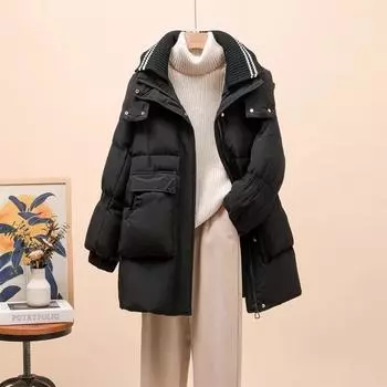 Пуховик женский средний и длинный 2024 новый модный талия свободный утолщенный теплый маленький зимний прилив S recommends within 62.5 kg