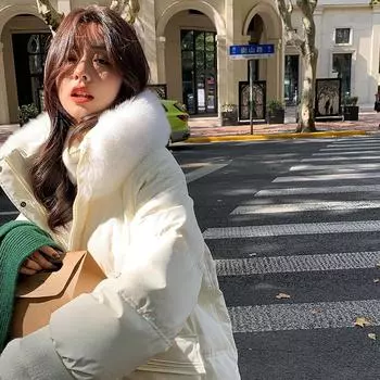 Пуховик женский средний и длинный зима 2024 новая мода иностранный нишевый дизайн чувство белый утиный пух утолщенное пальто XS size is suitable for 85 to 52.5kg