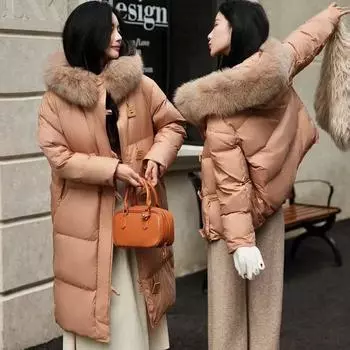 Пуховик женский средний и длинный зима 2024 новый популярный модный нишевый дизайн чувство утолщенное пальто S90-65kg