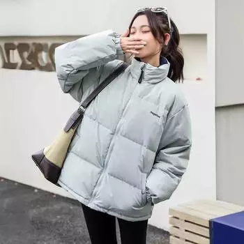 Пуховик женский высокого класса 2024 года, зимняя новая куртка для пары, корейская свободная утолщенная универсальная куртка в стиле колледжа S (recommended weight 90-57.5kg) зелёный