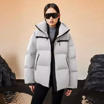 Пуховик женский высокого класса, женская короткая осенне-зимняя зимняя одежда большого размера, женская куртка из гусиного пуха в японском и корейском стиле S size (recommended weight 80-52 kg)