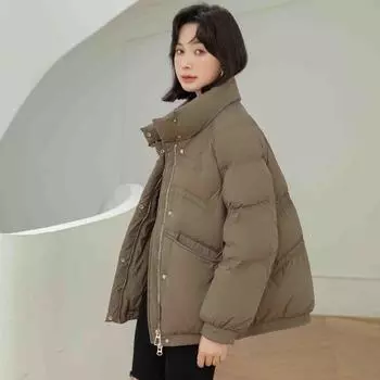 Пуховик женский высокого класса женская одежда новое зимнее пальто корейская версия короткий высококачественный 90 пух утиный пуховик S:80-120 чёрный