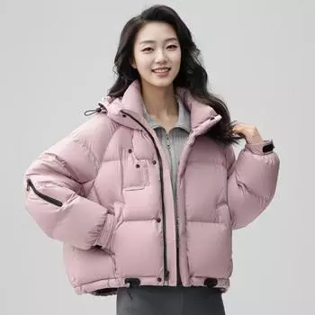 Пуховик женский высокого класса женская одежда новый короткий утиный пух корейская версия пуховик фабричный хлеб куртка S (recommended 100-62.5 kg)