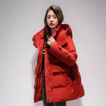 Пуховик женский высокого класса женская одежда зимняя короткая свободная большого размера утиный пух женский M (recommended 120-75kg) белый