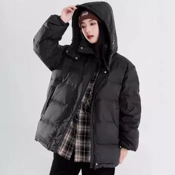 Пуховик женский высокого класса женская зимняя куртка короткая корейская версия 90 утиный пуховик S (recommended within 55kg) чёрный